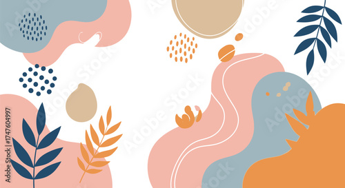 Stylish abstract background with trendy pastel colors and organic shapes for modern designs, websites, branding, and creative projects needing a touch of elegance