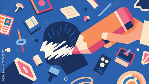 Illustration Of Image Negative Or Mundane Object Is Being Digitally Erased By A Giant Vector Eraser Tool Vector Design Template