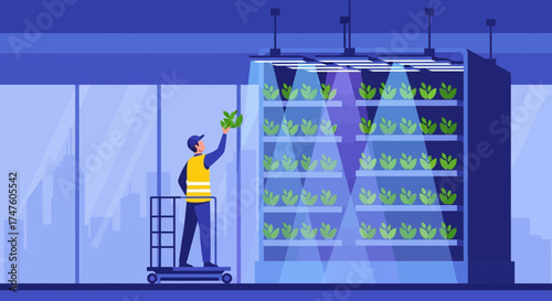 Indoor vertical farming technology showcasing sustainable agriculture and plant cultivation