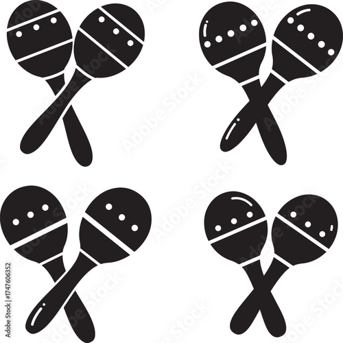 Four pairs of crossed maracas silhouette