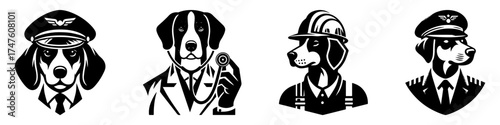 Professional Dog Portraits: Pilot Doctor Engineer and Officer.