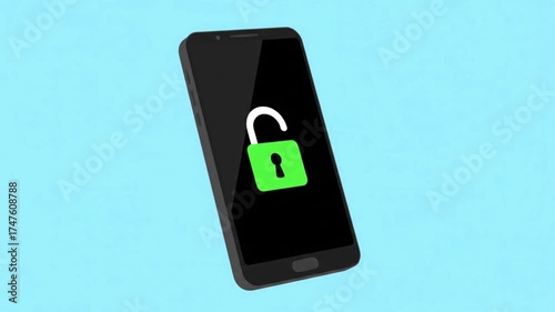 Smartphone Security - Locked and Unlocked Padlock Icons on Screen.