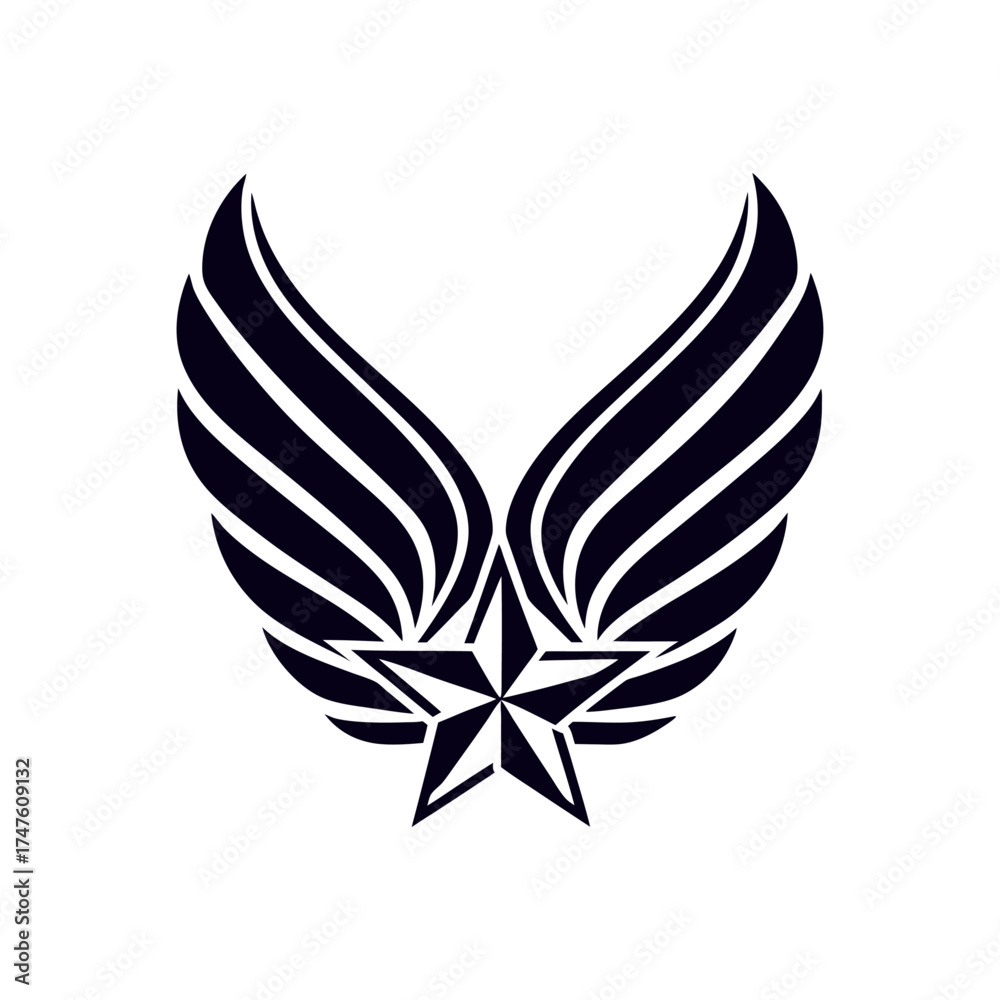 Obraz premium Winged Star Emblem Vector Design
