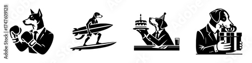 Dogs in Suits: Boxing Surfing Birthday and Gifts.