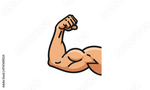 Flexing Arm Icon on White Background – Strength and Power Symbol