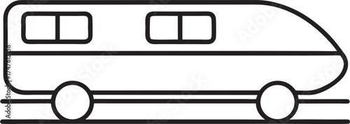 Simple Line Art Icon of a Modern Train or High-Speed Rail Carriage
