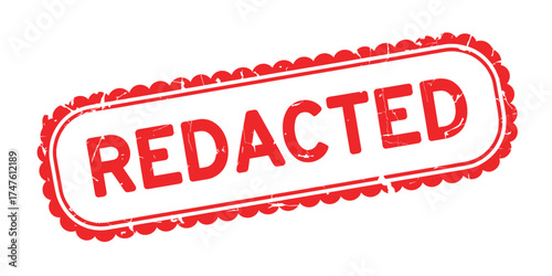Redacted stamp with jagged edges and red outline