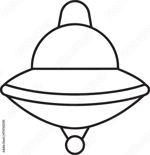 Simple Line Art Illustration of a Classic Flying Saucer UFO