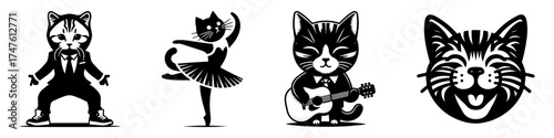 Artistic Cat Collection: Diverse Poses and Expressions.