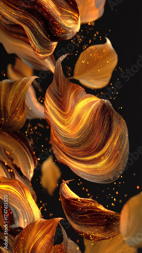 Close-up of a vibrant golden leaf adorned with sparkling water droplets, showcasing intricate natural patterns and beautiful autumn colors.