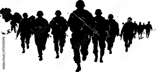 Military Silhouette fire on the back