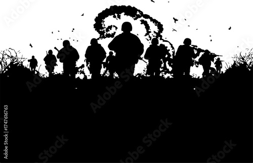 Military Silhouette fire on the back