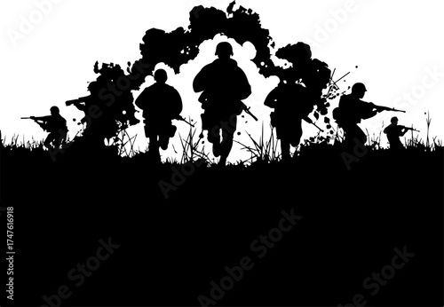 Military Silhouette fire on the back