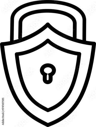 Secure access icon. Protection shield lock icon. Cyber security symbol. Vector graphics and not Artificial Intelligence, logo illustration. Replaceable vector design.