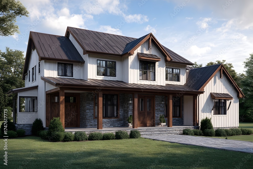 Obraz premium Modern Luxury Home Exterior – Dream House Architecture Design