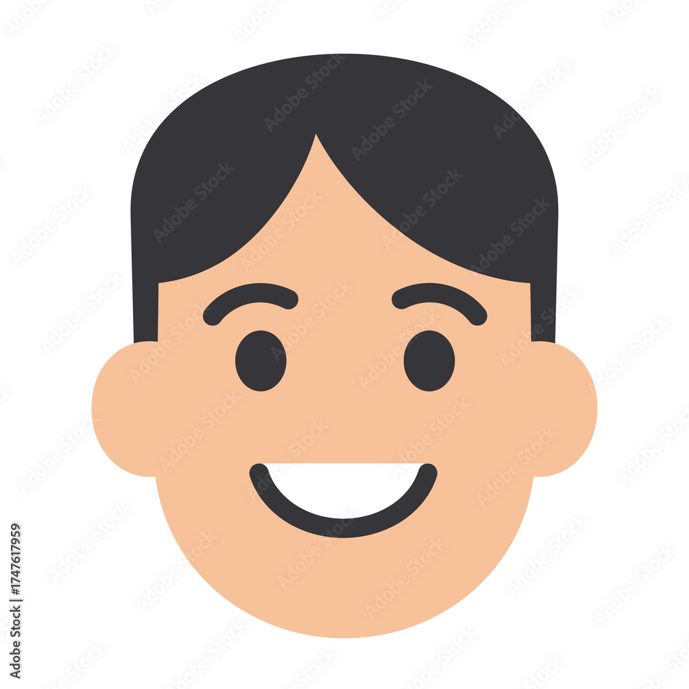 Fototapeta premium Simple illustration of a smiling human face, showing eyes, nose, and mouth.