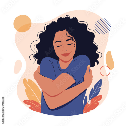 Embracing oneself with warmth and acceptance a journey toward inner peace and contentment.