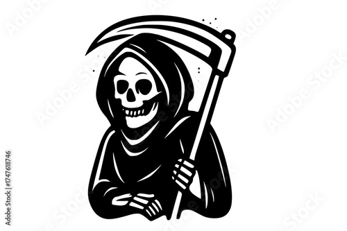 Grim Reaper Silhouette with Bold Cartoonish Flair