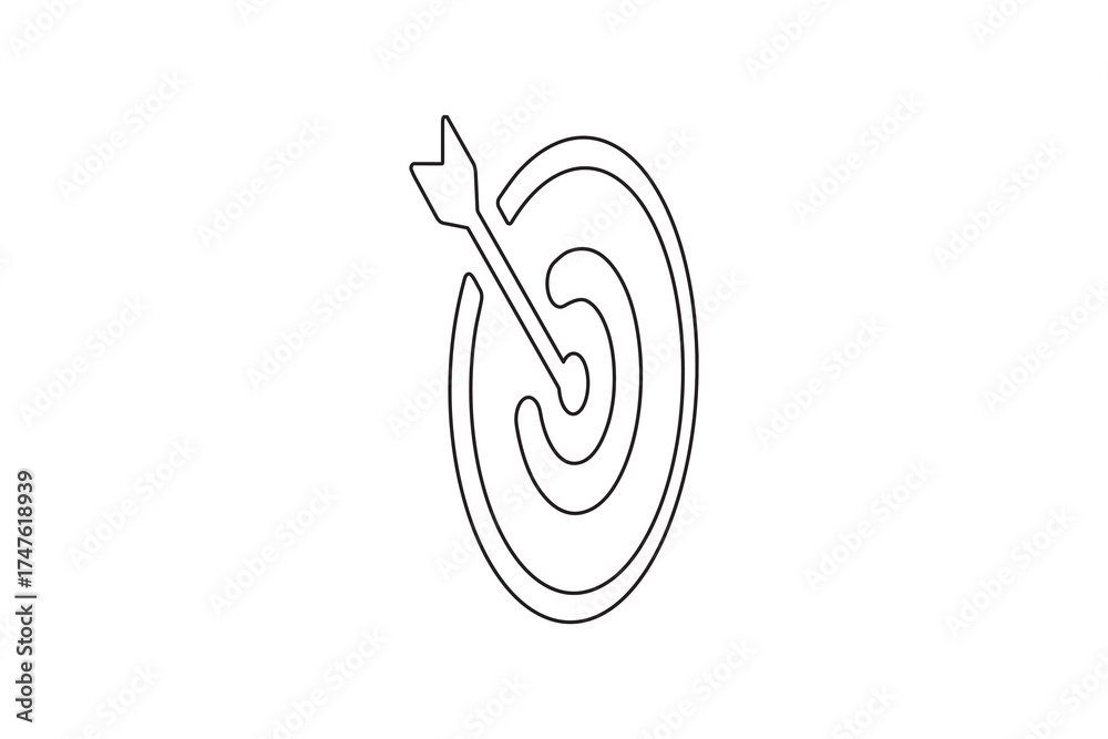 Fototapeta premium Target with arrow icon continuous one line drawing minimalist outline vector illustration 