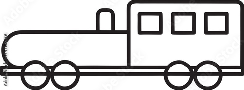 Simple Line Art Icon of a Train with Engine and Passenger Car