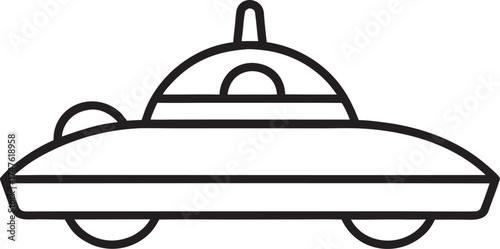 Simple Line Art Icon of a Futuristic Flying Saucer or UFO Vehicle