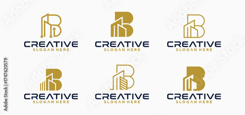 Home and building repair logo design template with a combination of the initial B, the logo b is in the shape of a building.
