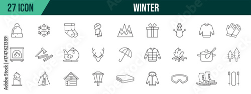 winter icon collection .vector, icon templates, resizable.