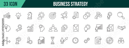 business strategy icon collection, vector, icon templates, resizable.