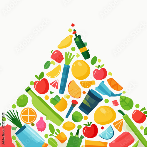 garbage pile with colorful plastic and food waste. Concept of pollution recycling