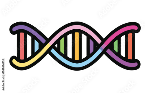 Colorful DNA strand showcasing genetic research and medical innovation, perfect for science education and healthcare marketing material projects now