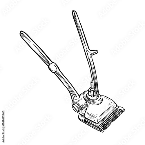vintage manual hair clipper vector line art hand drawn illustration