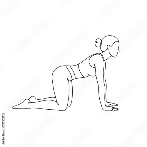 Vector art of pregnant woman sitting in lotus position and holding her belly continuous line drawing of motherhood