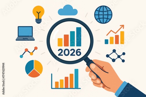 Business Growth Forecast Concept with Analytics and Digital Tools for Year 2026 Planning