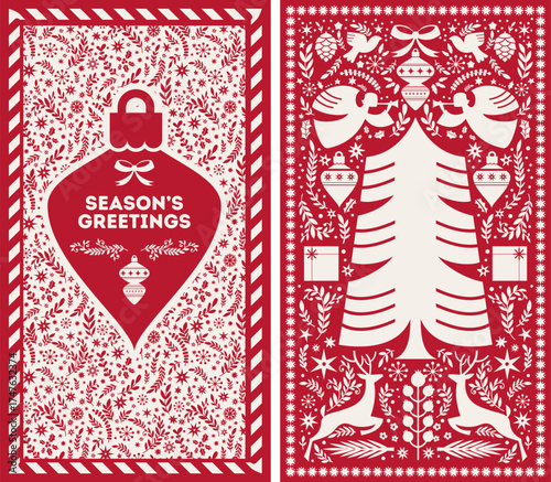 Merry Christmas Angels Reindeer Illustration