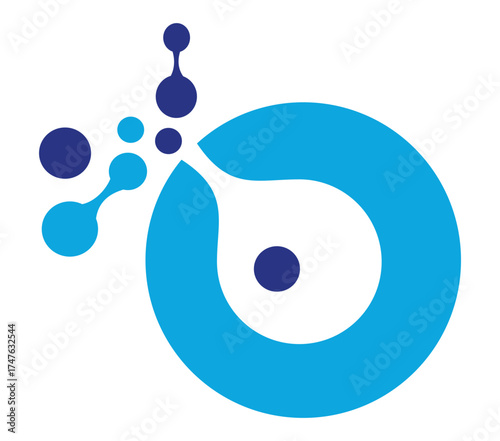 Letter O Design with dot shape. Perfect for technology,software, network and science brand. Vector illustration.