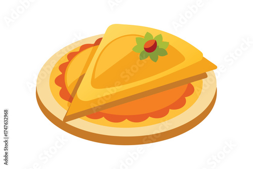 piece of crepes with fresh berries vector illustration on white background