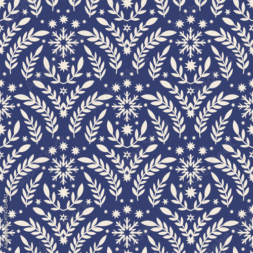 White Laurel Snowflake Winter Pattern