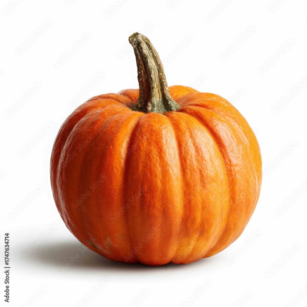 Obraz premium Isolated single orange pumpkin on pure white background