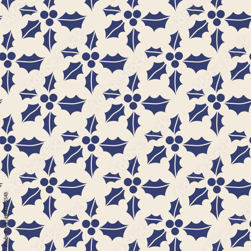 White Holly Berry Floral Pattern