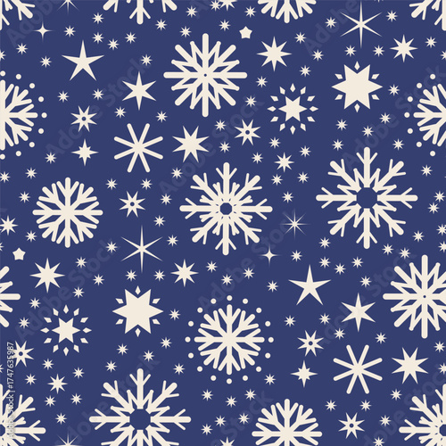 White Snowflake Starry Winter Pattern