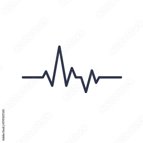 Minimalist dark blue heartbeat line graph symbolizing vital signs and health.