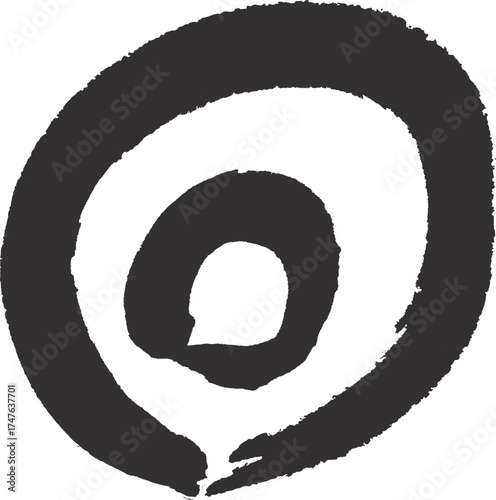 筆タッチの二重丸　墨　ベクター