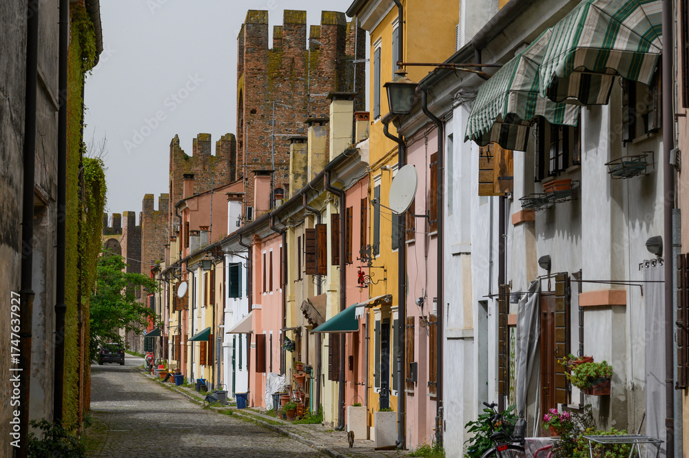 Fototapeta premium Medieval Fortified Walls and Historic Center of Montagnana, Veneto, Italy