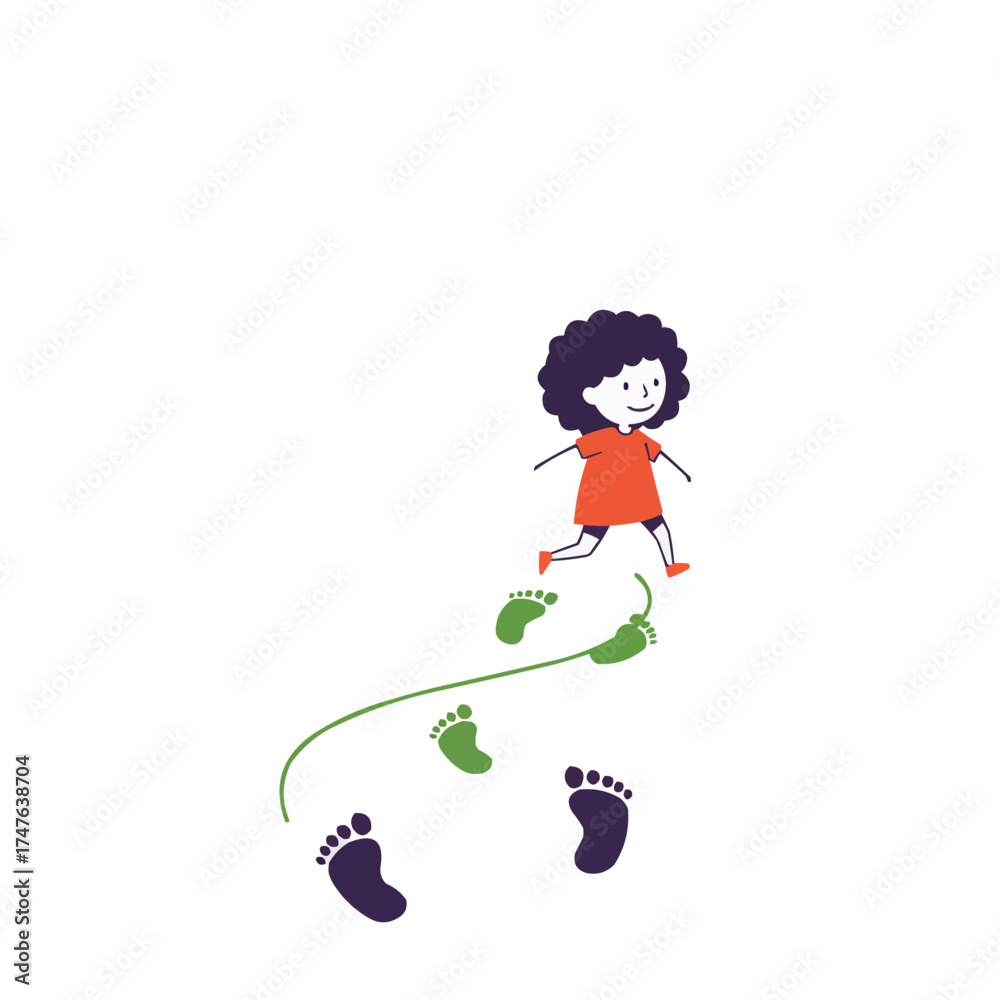 Fototapeta premium Girl making footprint trail
