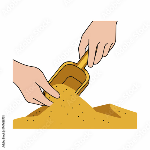 Hands scooping sand for gold