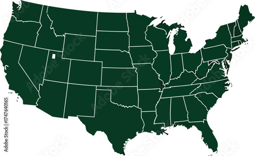 United States map illustration showing all states for infographic and presentation use