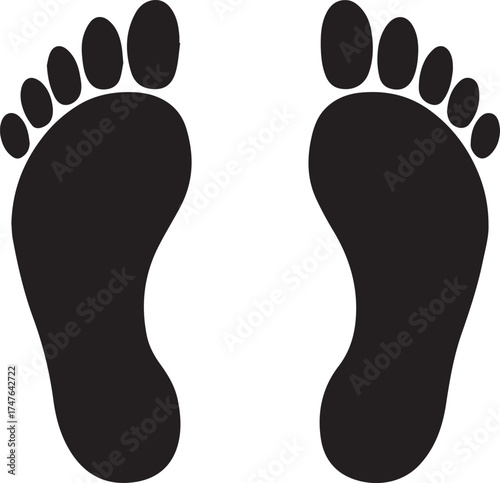 Baby human footprints in black silhouette vector illustration on a white background