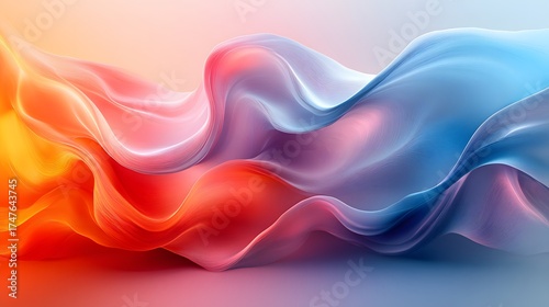 Wallpaper Mural Dynamic wave art featuring flowing lines and a blend of warm and cool gradient colors. Minimalist abstract design with movement and fluidity. Abstract Background Trend. Torontodigital.ca