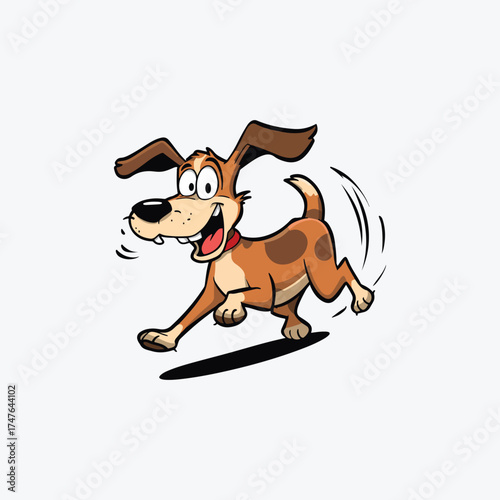 happy excited playful cartoon dog running and jumping with tongue out colorful animal vector illustration.
