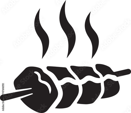 Hot Kebab or Skewer Icon Black Vector Symbol for BBQ Grilling Meat Restaurant Menu Takeaway Food and Fast Casual Dining
